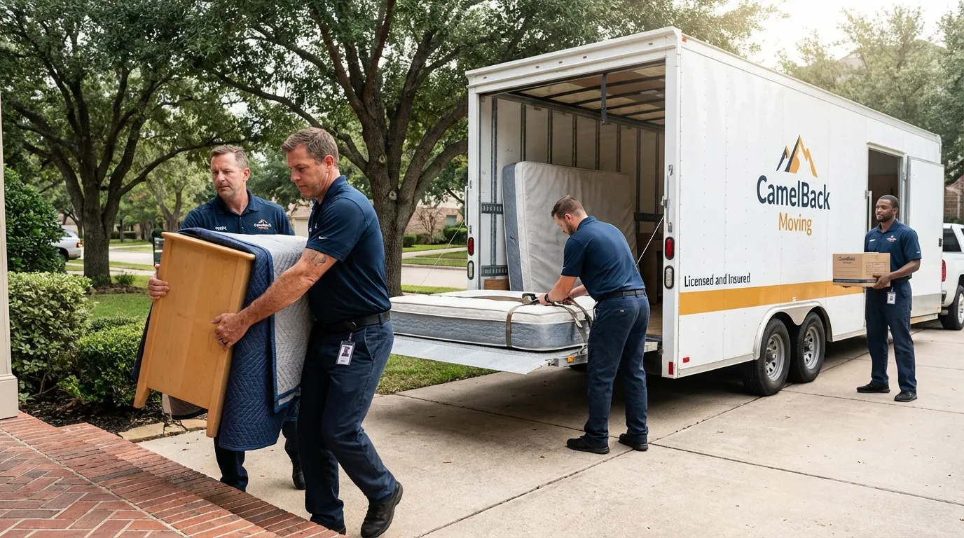 Crew loading residential truck for cross-state move from Tobaccoville, NC