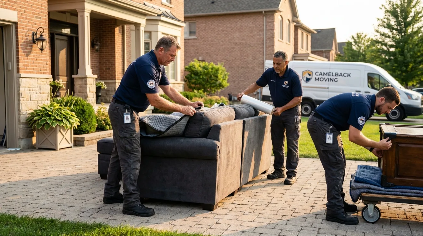 Large estate moving crew wrapping furniture in Tobaccoville, NC