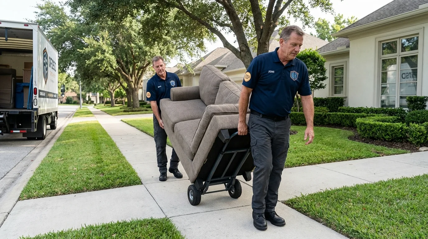 Local residential moving crew loading furniture in Tobaccoville, NC